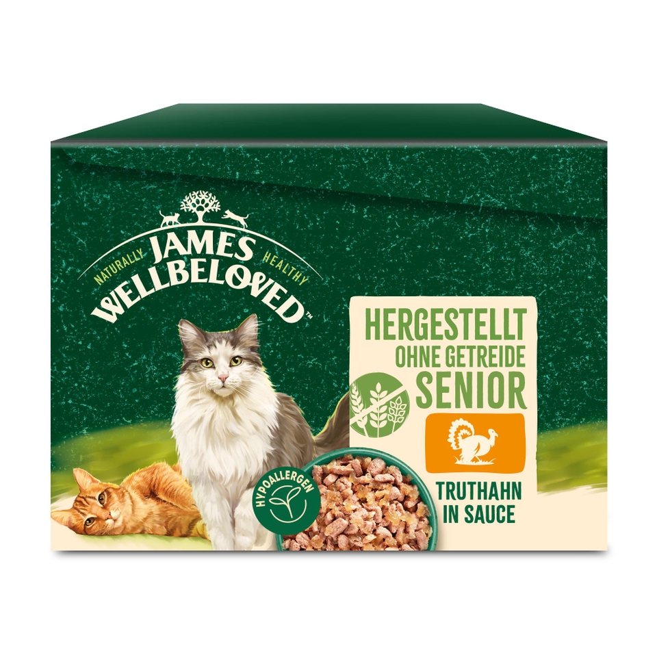 Senior Katze Nass ohne Getreide Truthahn in Sauce, Portionsbeutel