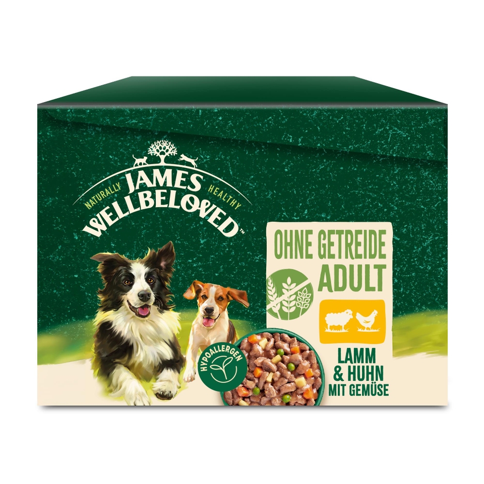 Adult Hund Nass ohne Getreide Lamm & Huhn mit Gemüse in Sauce, Portionsbeutel