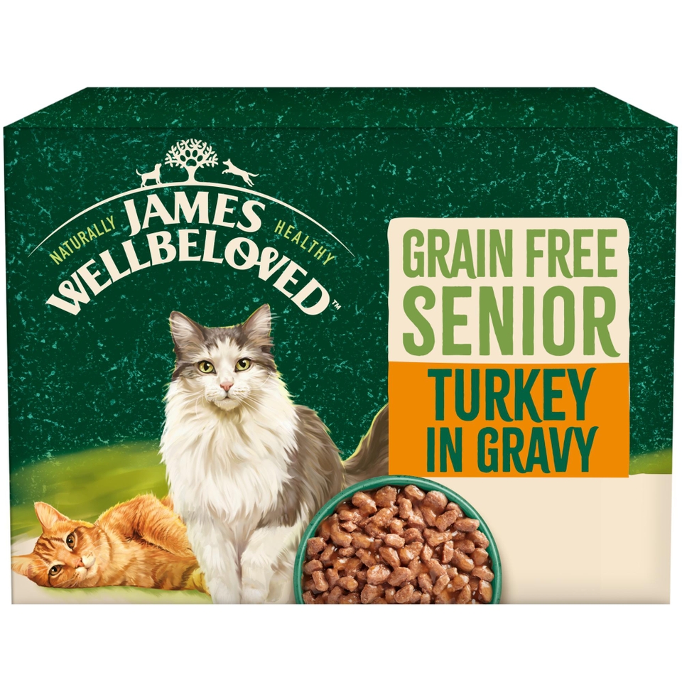 Senior 11+ Turkey in Gravy Grain Free Wet Cat Food Pouches 48 pouches