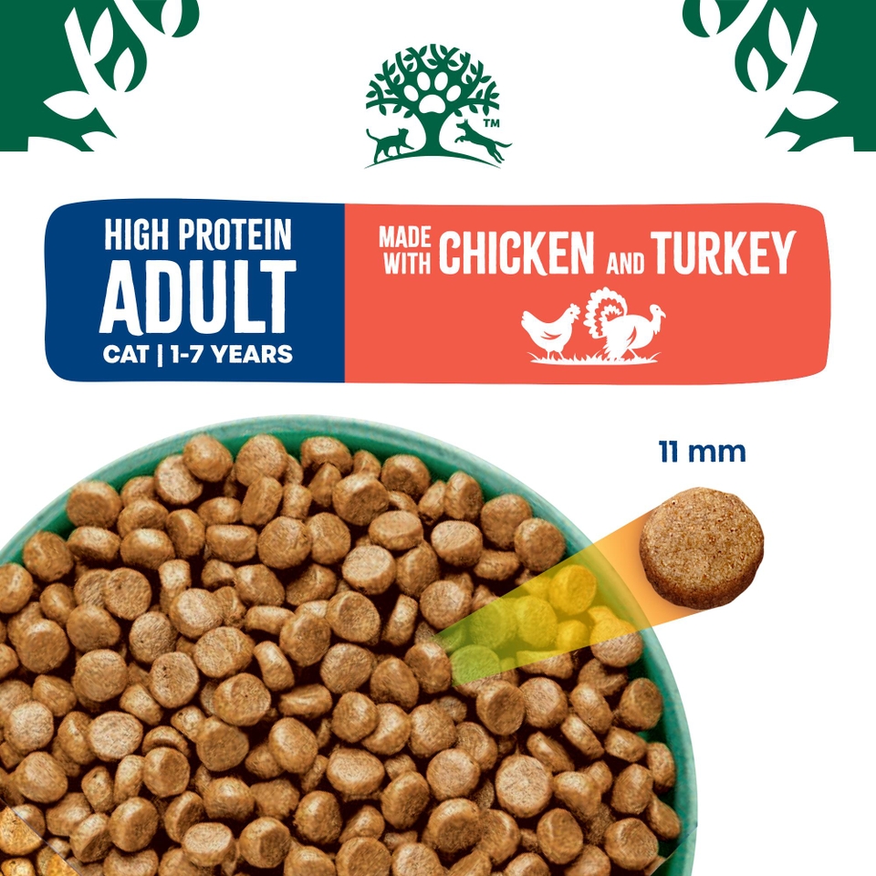 Adult Chicken & Turkey High Protein Dry Cat Food 7kg