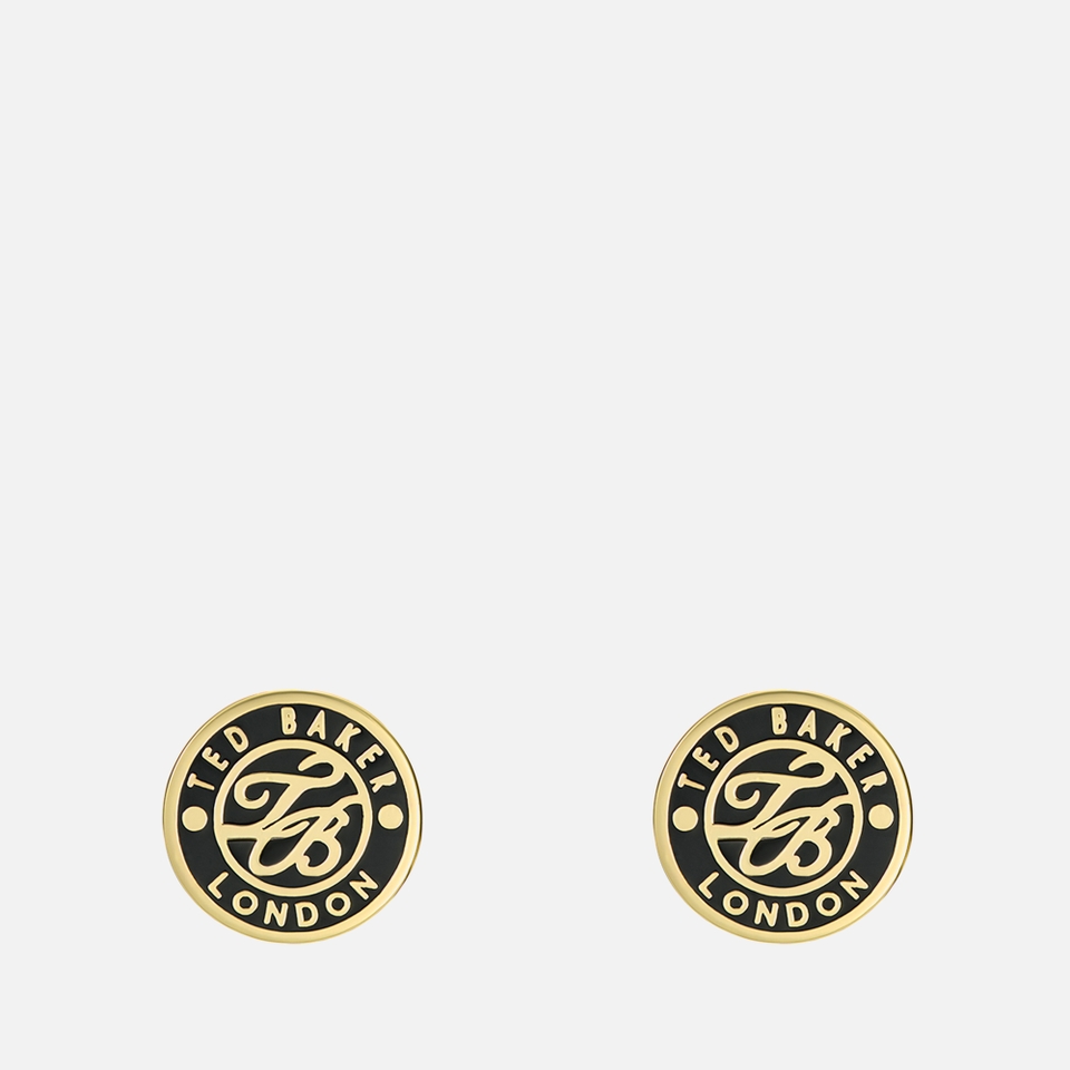 Ted Baker Monlia Monogram Gold-Plated Button Earrings