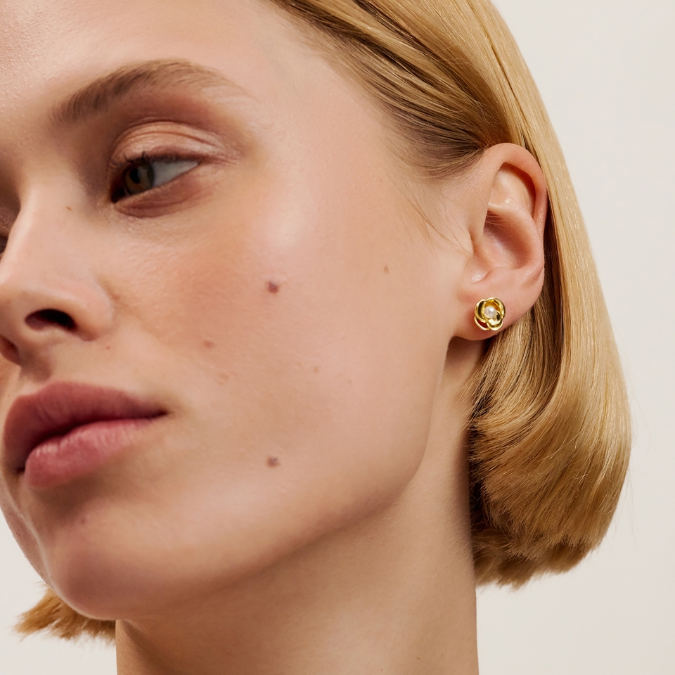 Ted Baker Flo Pearl Gold-Plated Flower Earrings