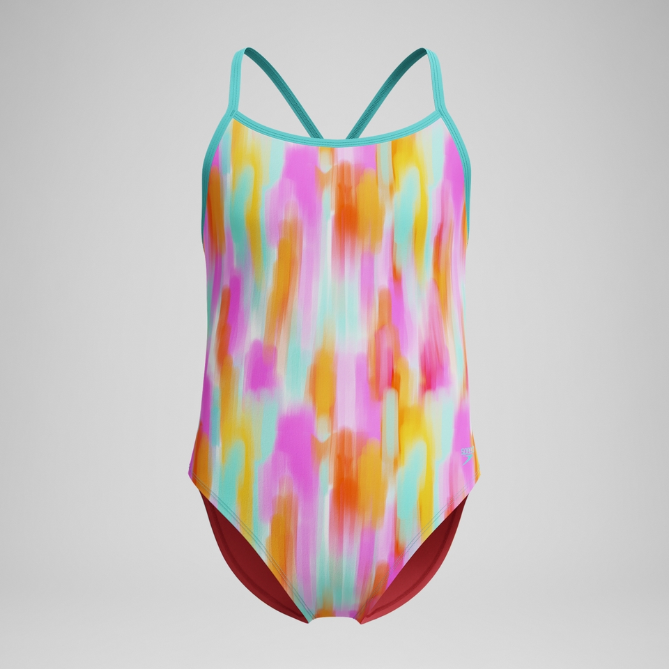 Girl's Printed Double X Back One Piece Orange