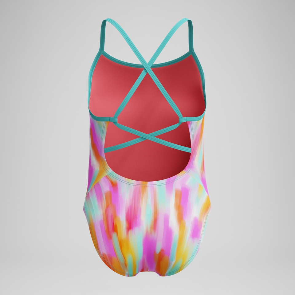 Girl's Printed Double X Back One Piece Orange
