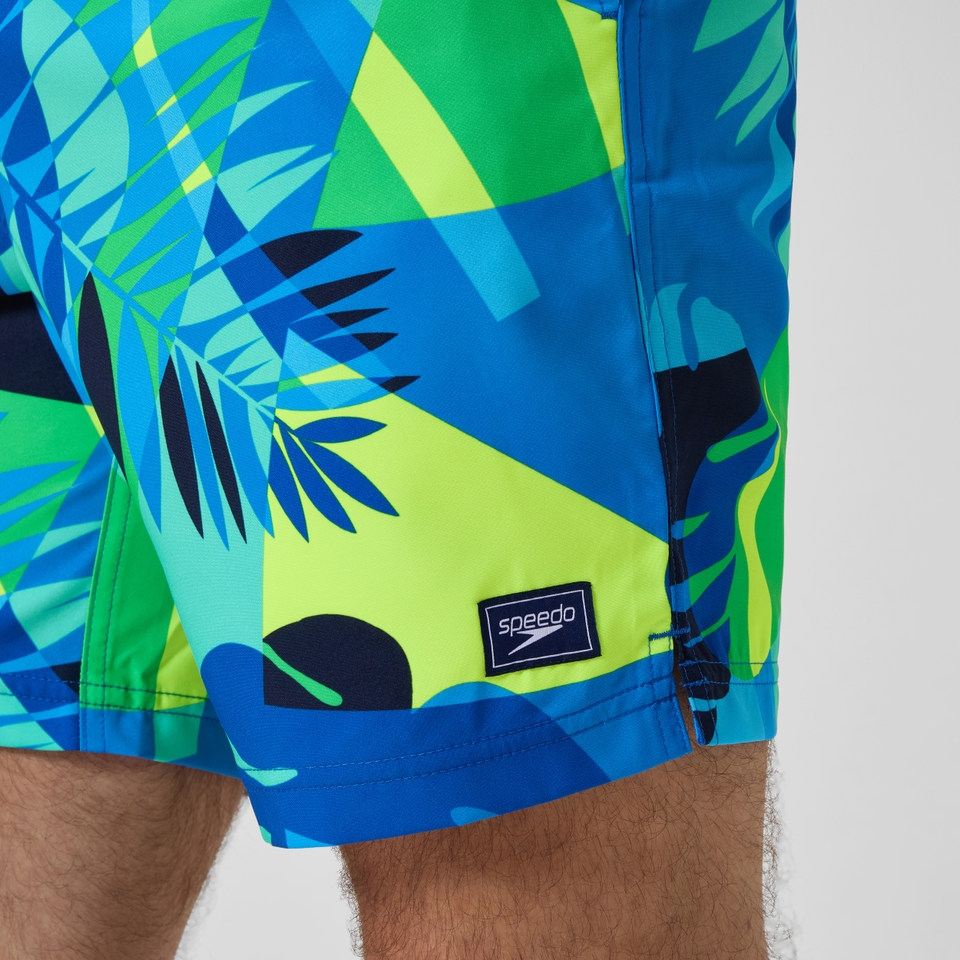 Men's Print Redondo Volley 18" Swim Trunks Blue/Yellow