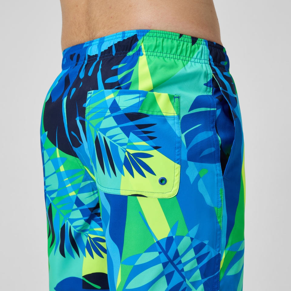 Men's Print Redondo Volley 18" Swim Trunks Blue/Yellow