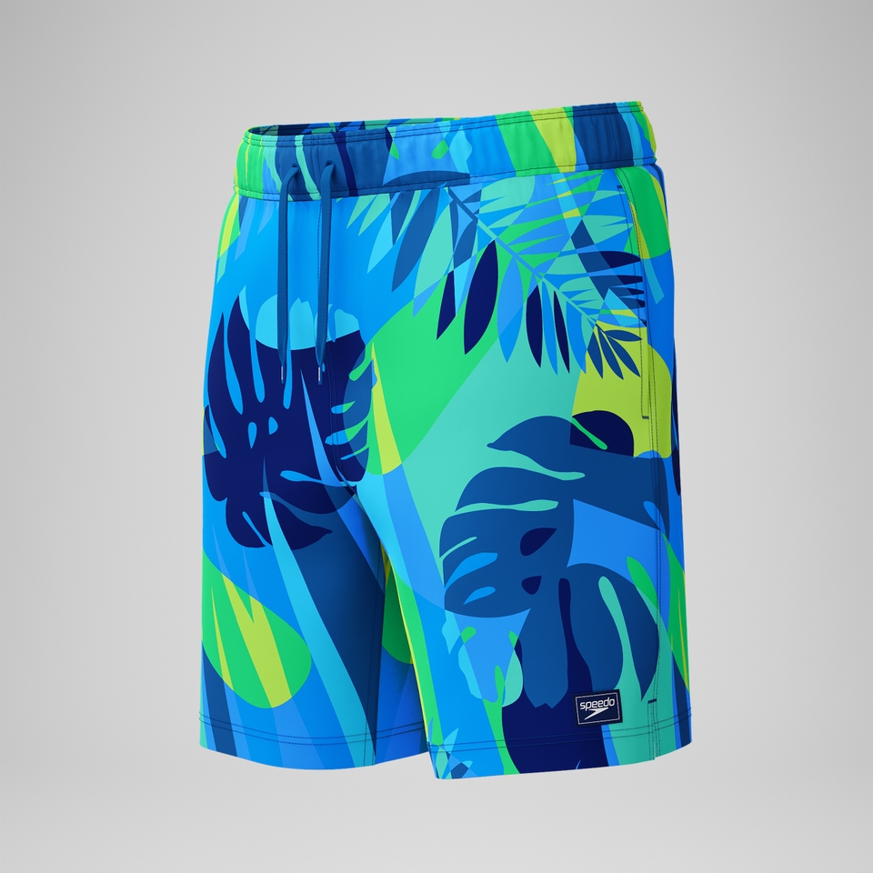 Men's Print Redondo Volley 18" Swim Trunks Blue/Yellow