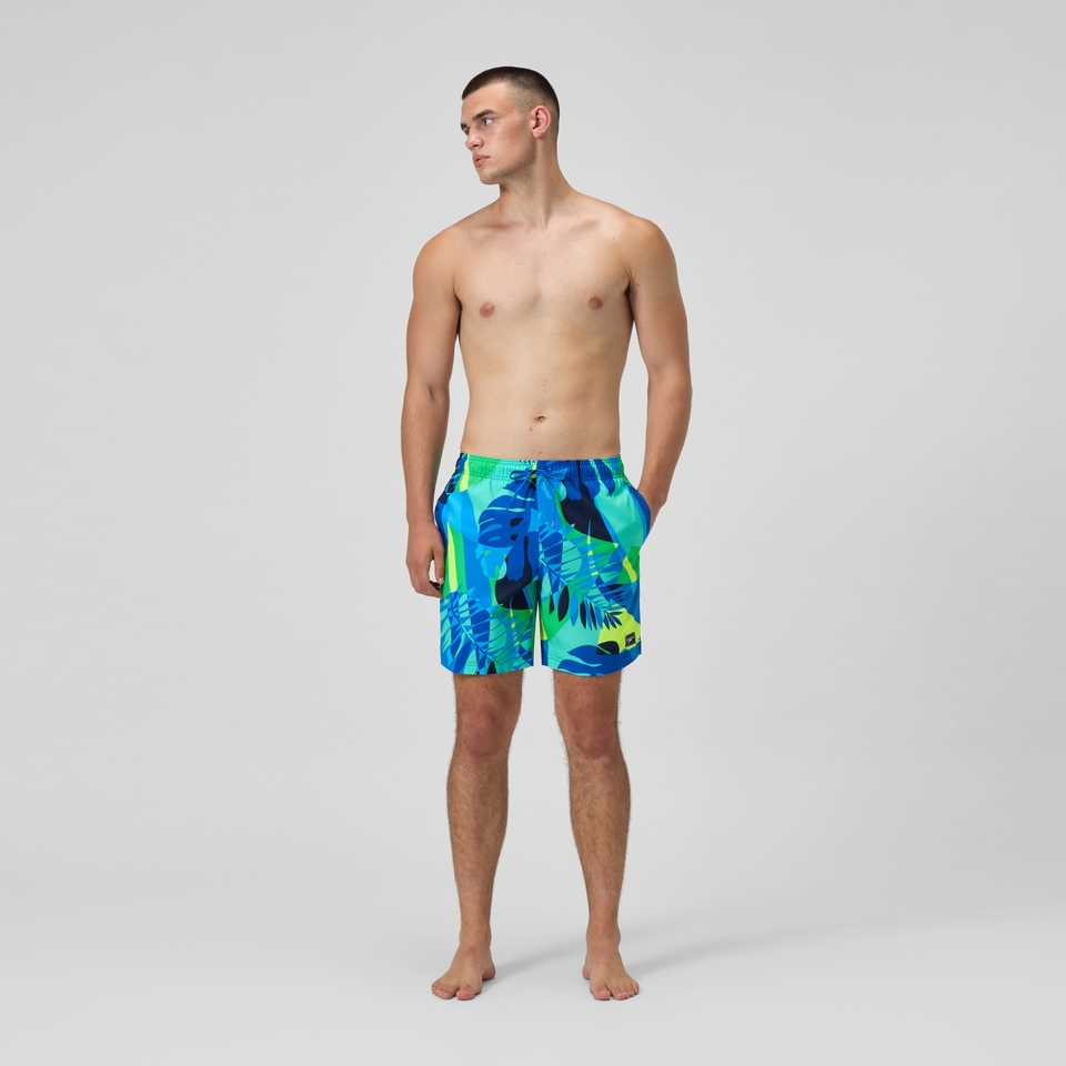 Men's Print Redondo Volley 18" Swim Trunks Blue/Yellow