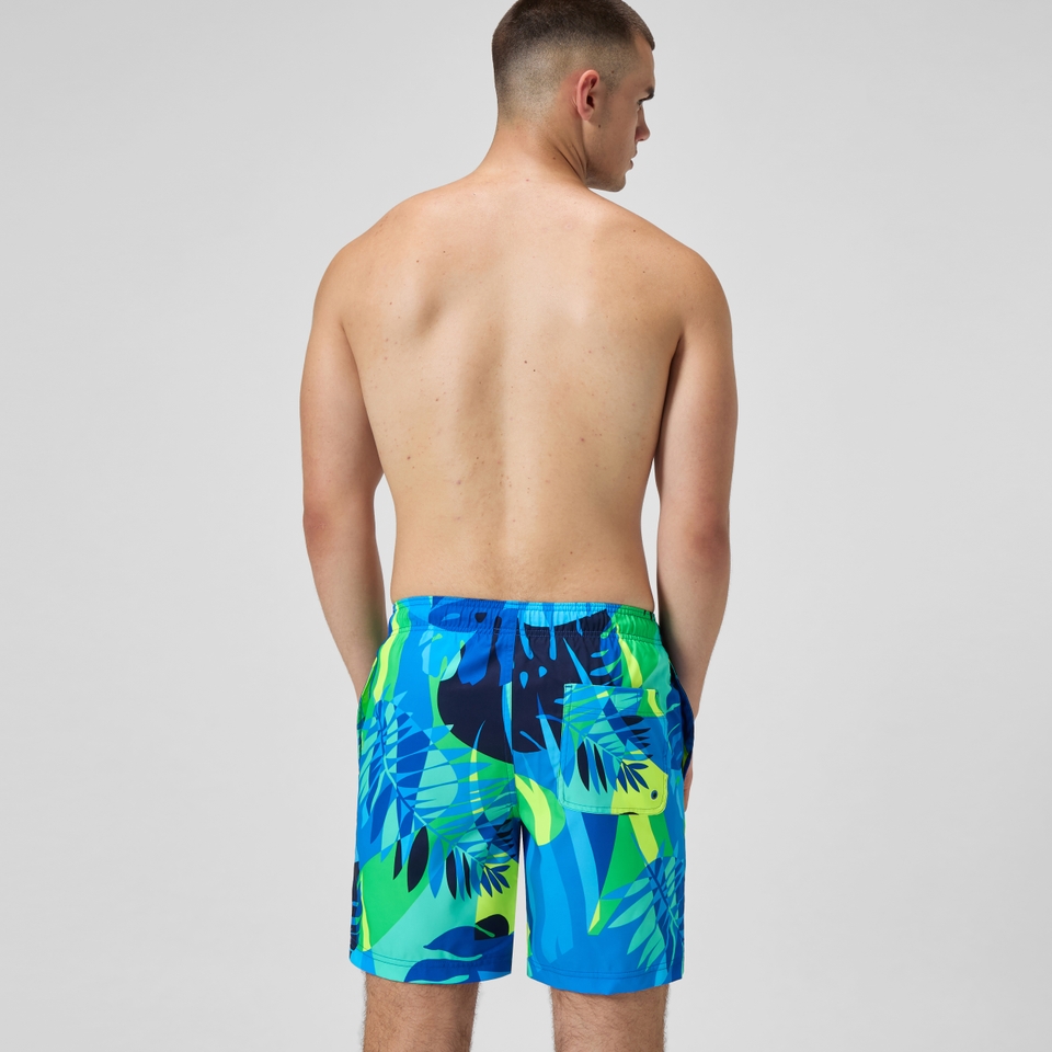 Men's Print Redondo Volley 18" Swim Trunks Blue/Yellow