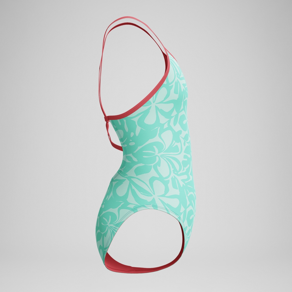 Girl's Printed Double X Back One Piece Green