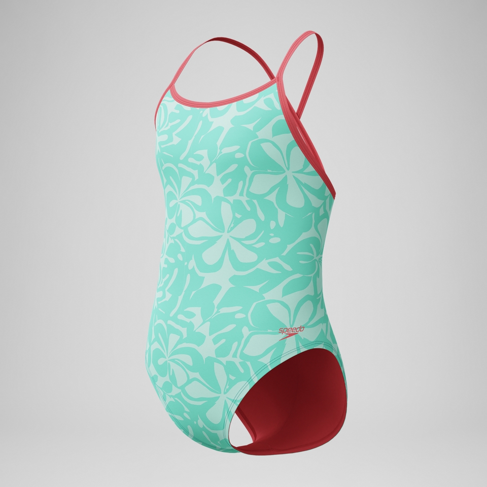 Girl's Printed Double X Back One Piece Green