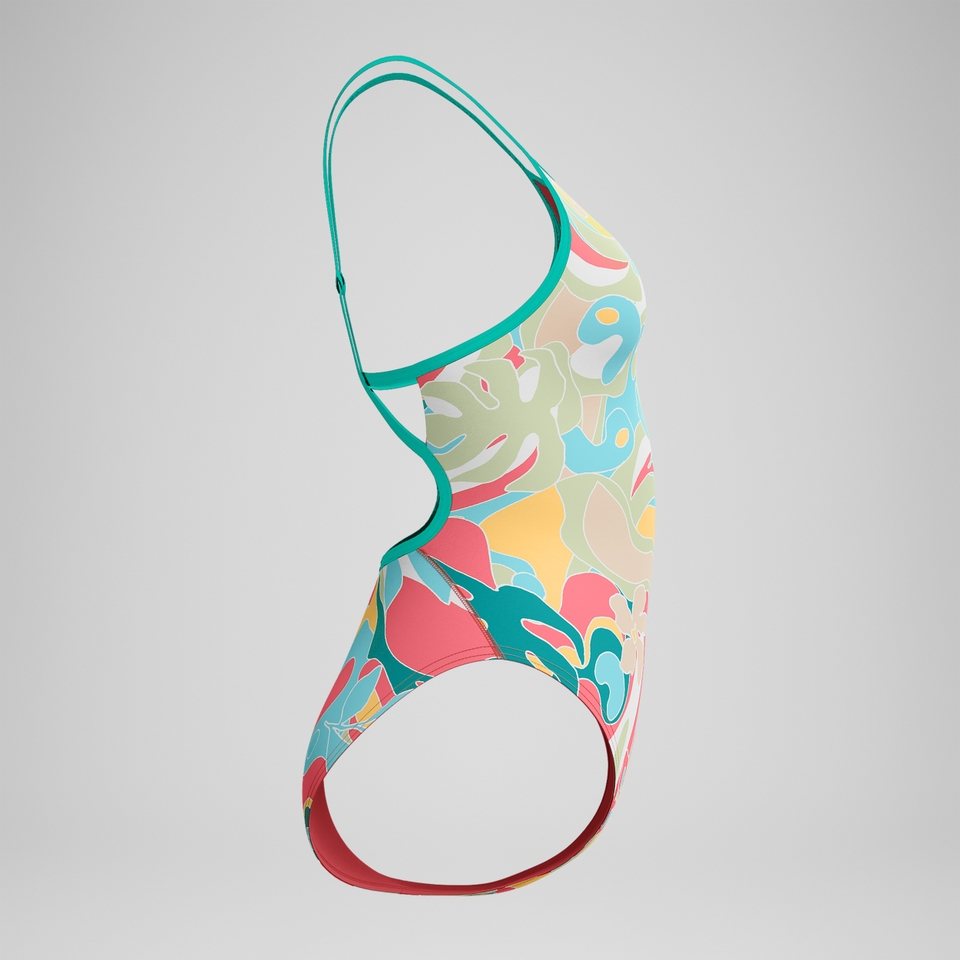 Women's Printed Tri Back One Piece Pink/Red
