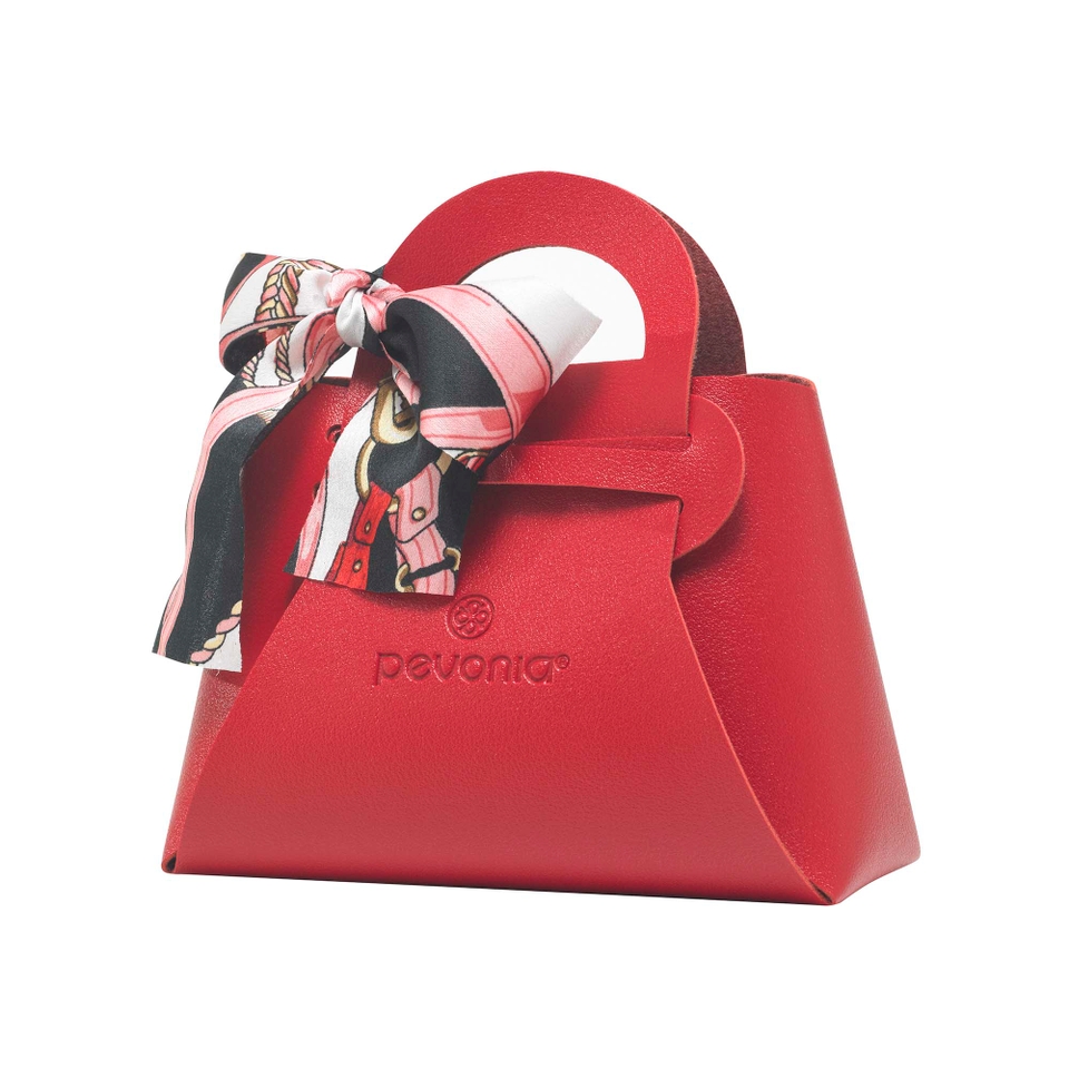 Pevonia Red Folding Bag with Mini Scarf
