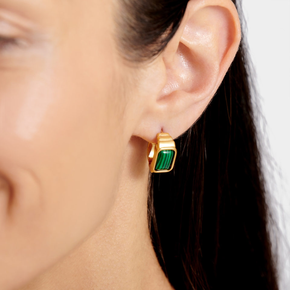 Katie Loxton Malachite Gold-Plated Earrings