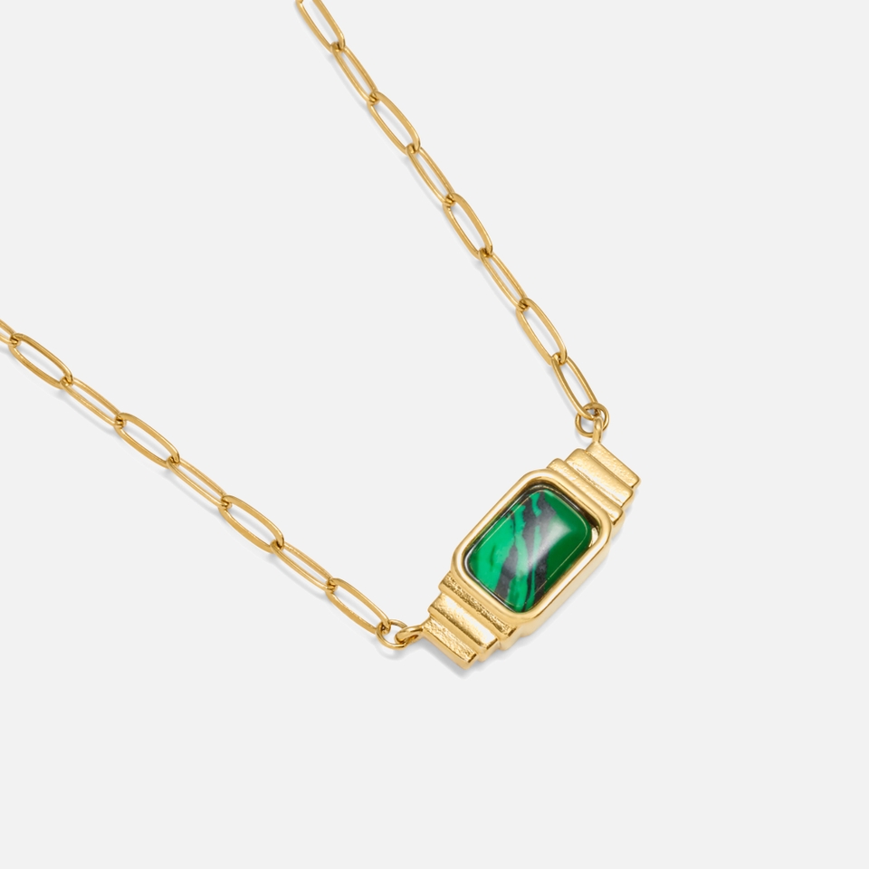 Katie Loxton Malachite Gold-Plated Necklace