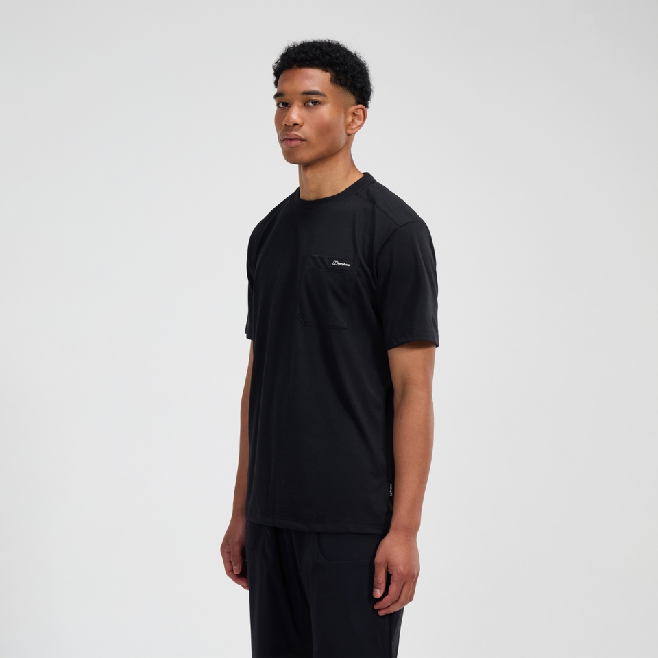 Relaxed Kurzarm Tech-Shirt für Herren - Schwarz