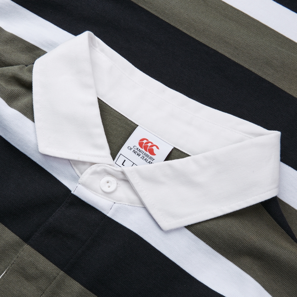 MENS YARN DYE STRIPE RUGBY JERSEY GREY