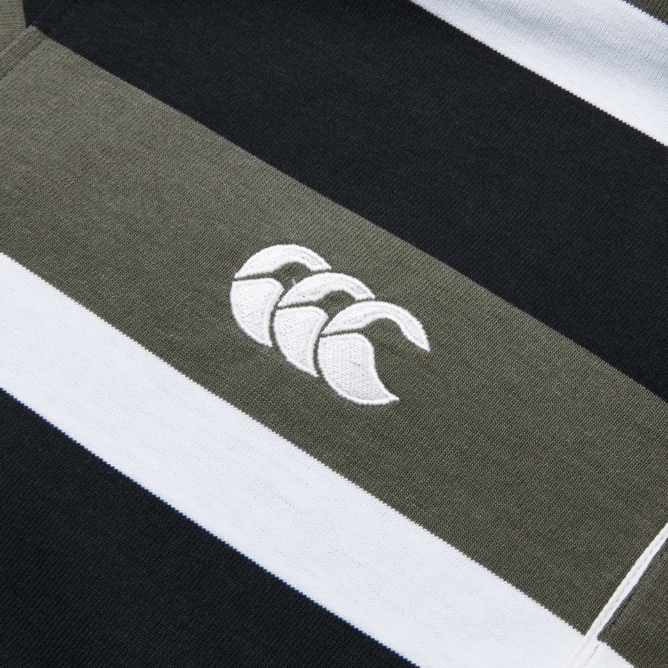 MENS YARN DYE STRIPE RUGBY JERSEY GREY