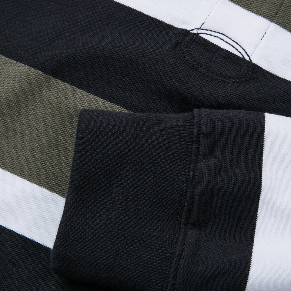 MENS YARN DYE STRIPE RUGBY JERSEY GREY