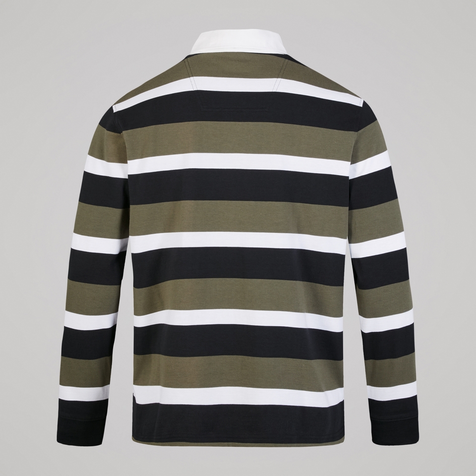MENS YARN DYE STRIPE RUGBY JERSEY GREY