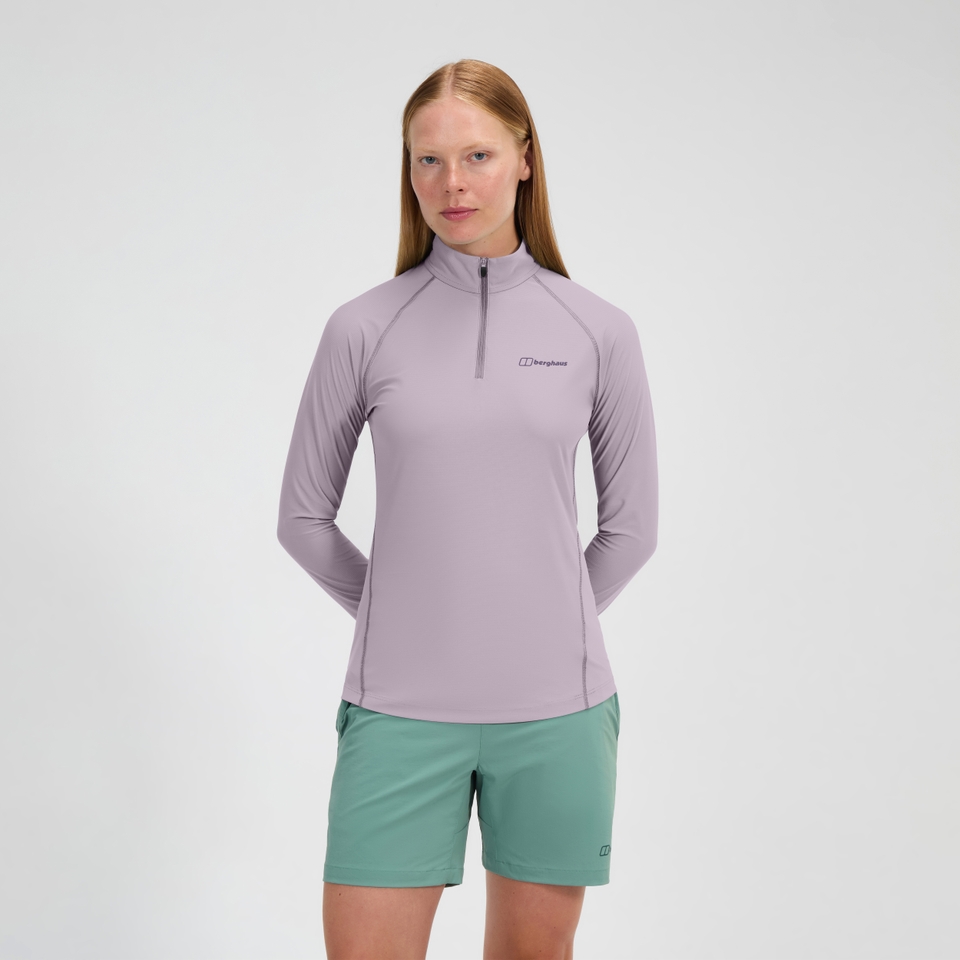 24/7 Long Sleeve Half Zip Tech T-Shirt für Damen - Violett