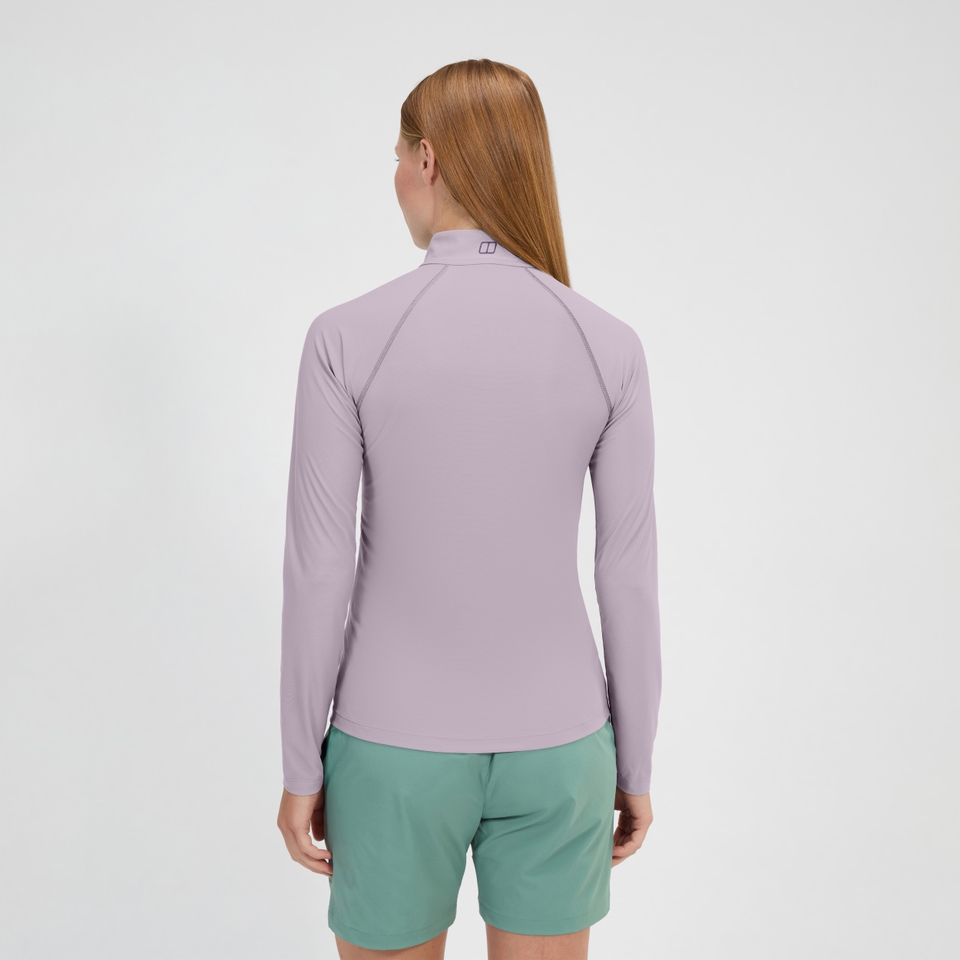 24/7 Long Sleeve Half Zip Tech T-Shirt für Damen - Violett