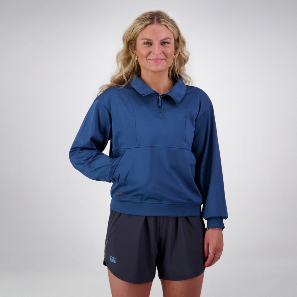 WOMENS TEMPO+ 1/4 ZIP TOP BLUE