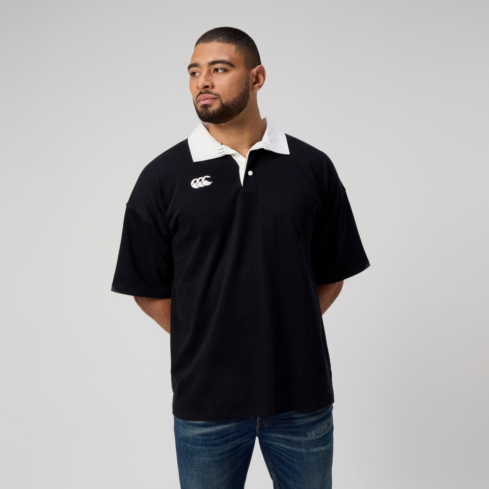 MENS SOLID DYE RUGBY JERSEY BLACK