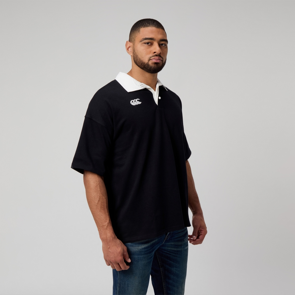 MENS SOLID DYE RUGBY JERSEY BLACK