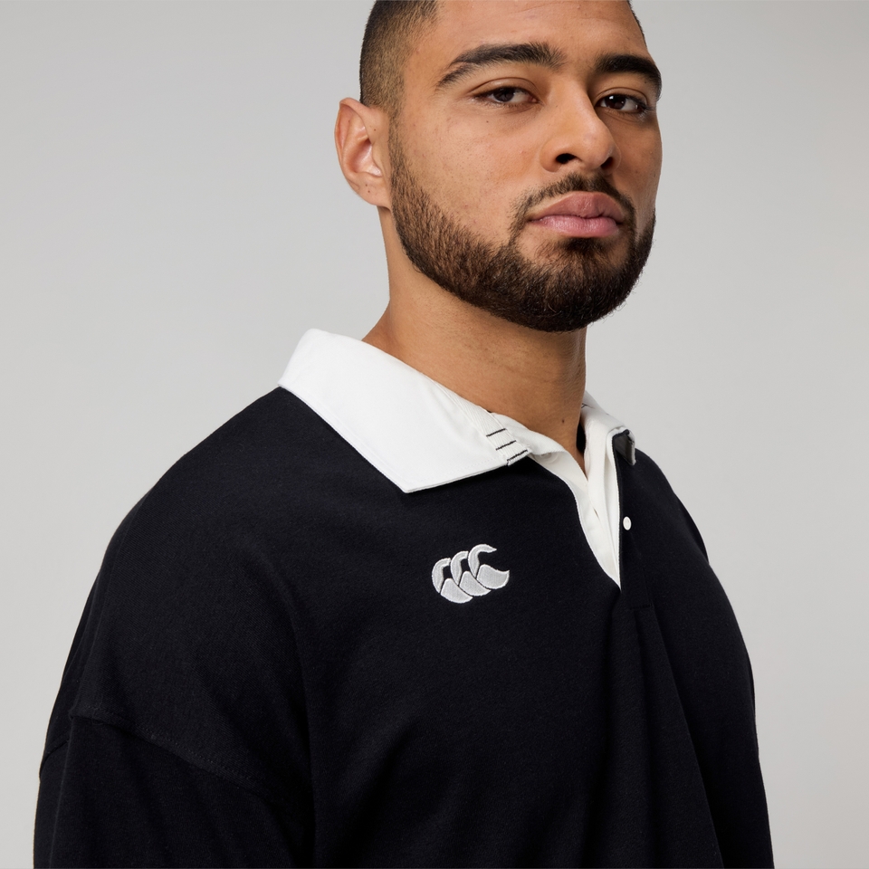 MENS SOLID DYE RUGBY JERSEY BLACK