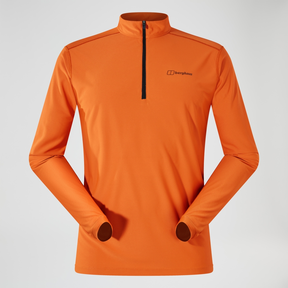 24/7 Long Sleeve Half Zip Tech T-Shirt für Herren - Orange