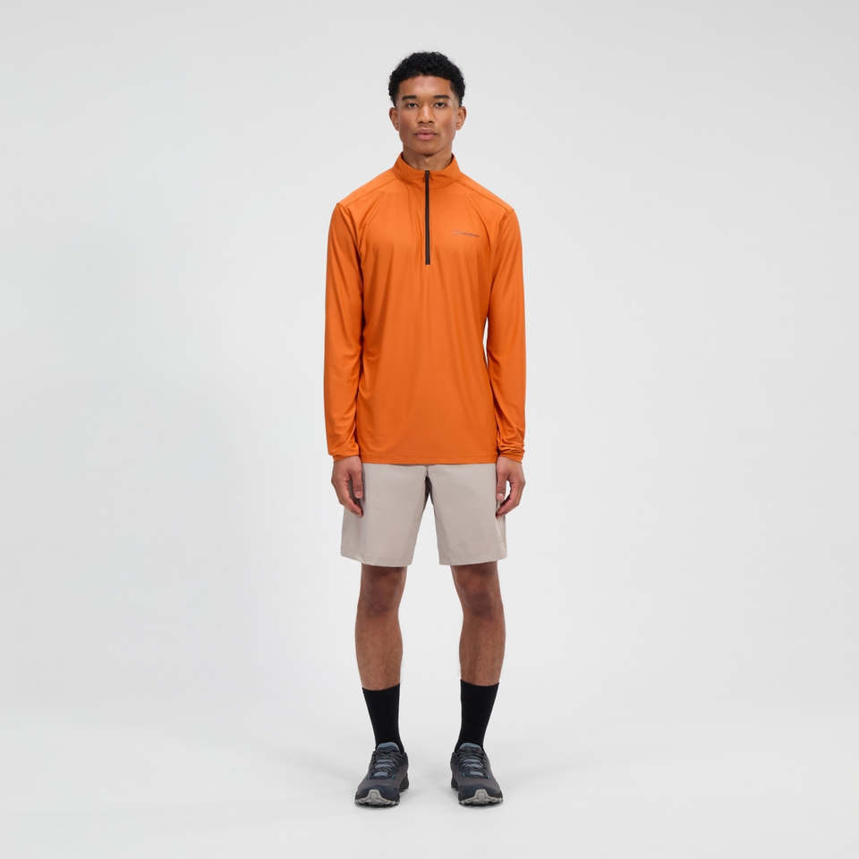 24/7 Long Sleeve Half Zip Tech T-Shirt für Herren - Orange