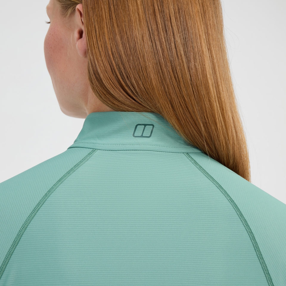 24/7 Long Sleeve Half Zip Tech T-Shirt für Damen - Grün