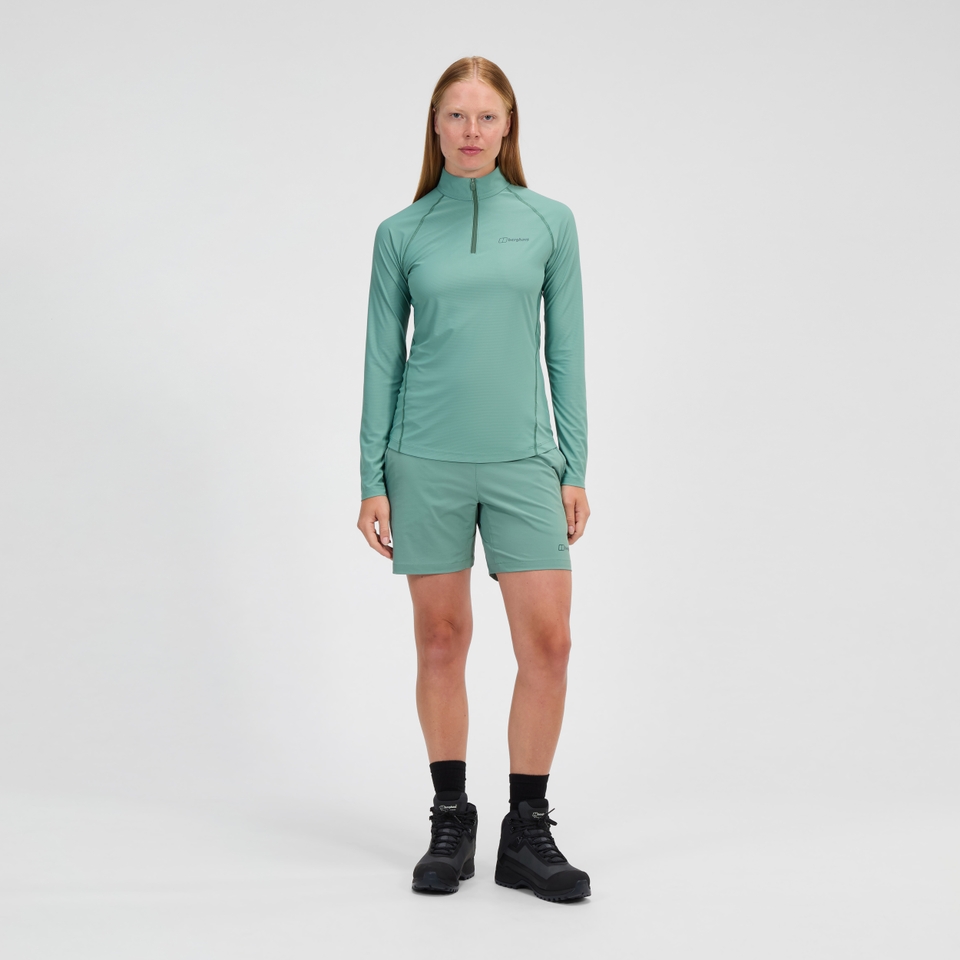 24/7 Long Sleeve Half Zip Tech T-Shirt für Damen - Grün