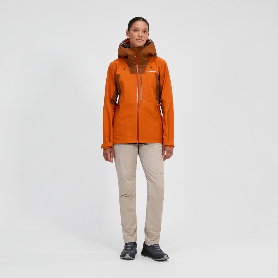Wasserdichte Ridge-Seeker Damen-Jacke - Orange/Braun