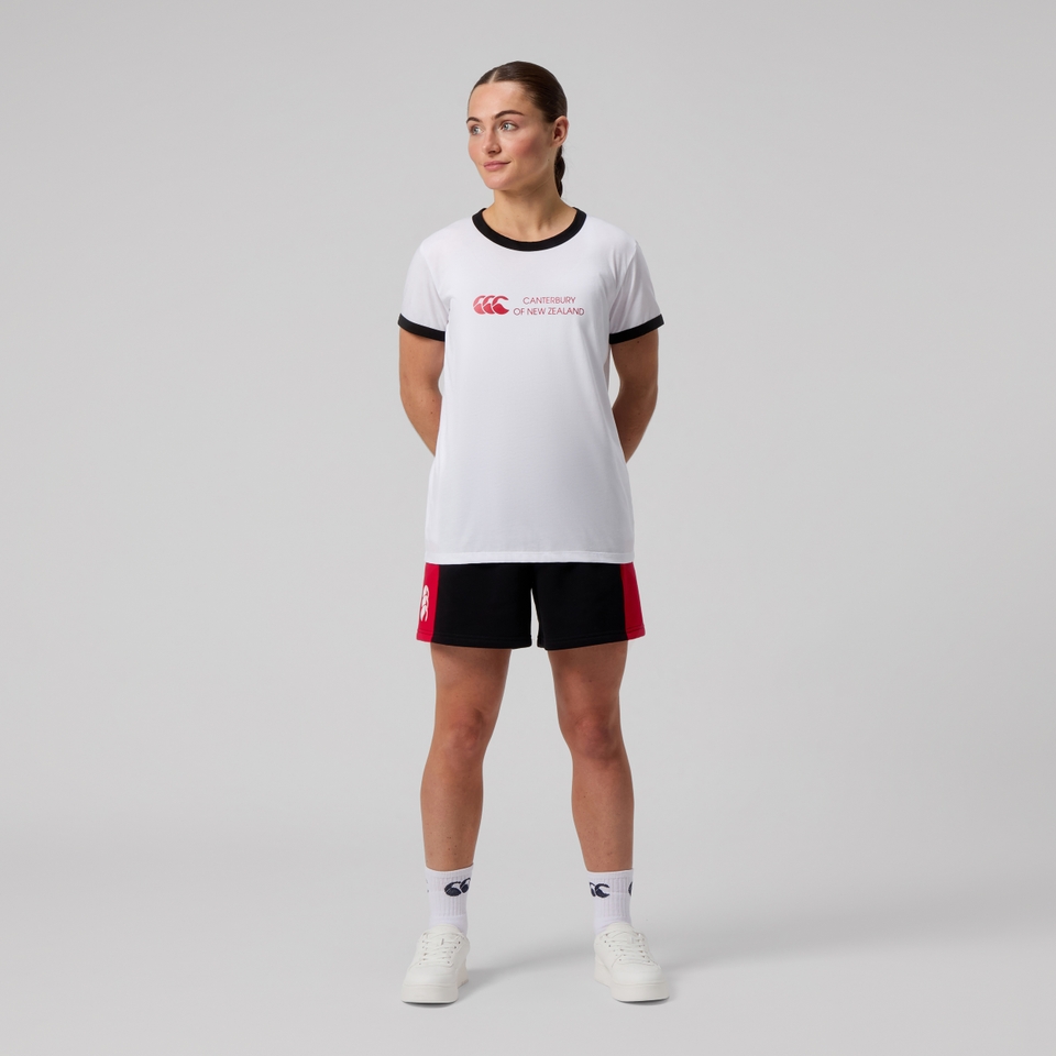 WOMENS LEGENDS RINGER TEE WHITE