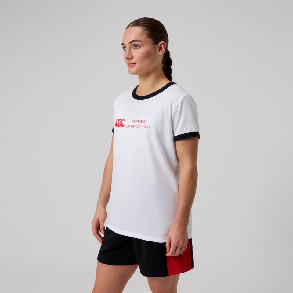 WOMENS LEGENDS RINGER TEE WHITE