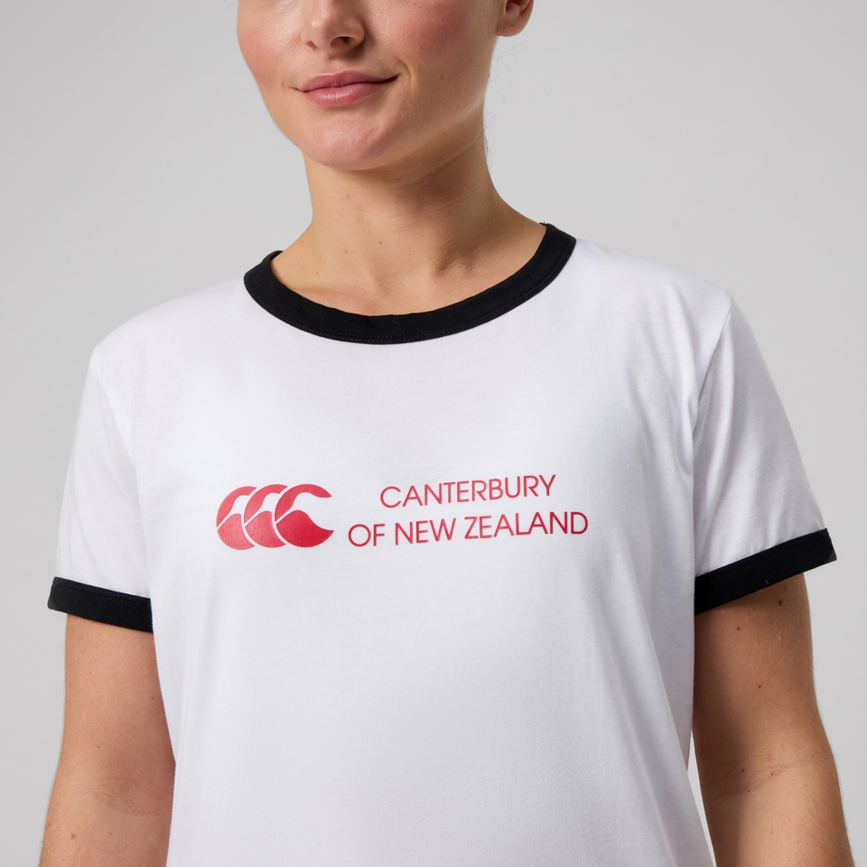 WOMENS LEGENDS RINGER TEE WHITE