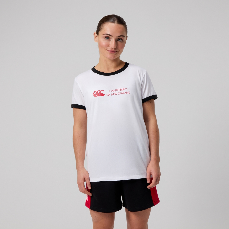 WOMENS LEGENDS RINGER TEE WHITE