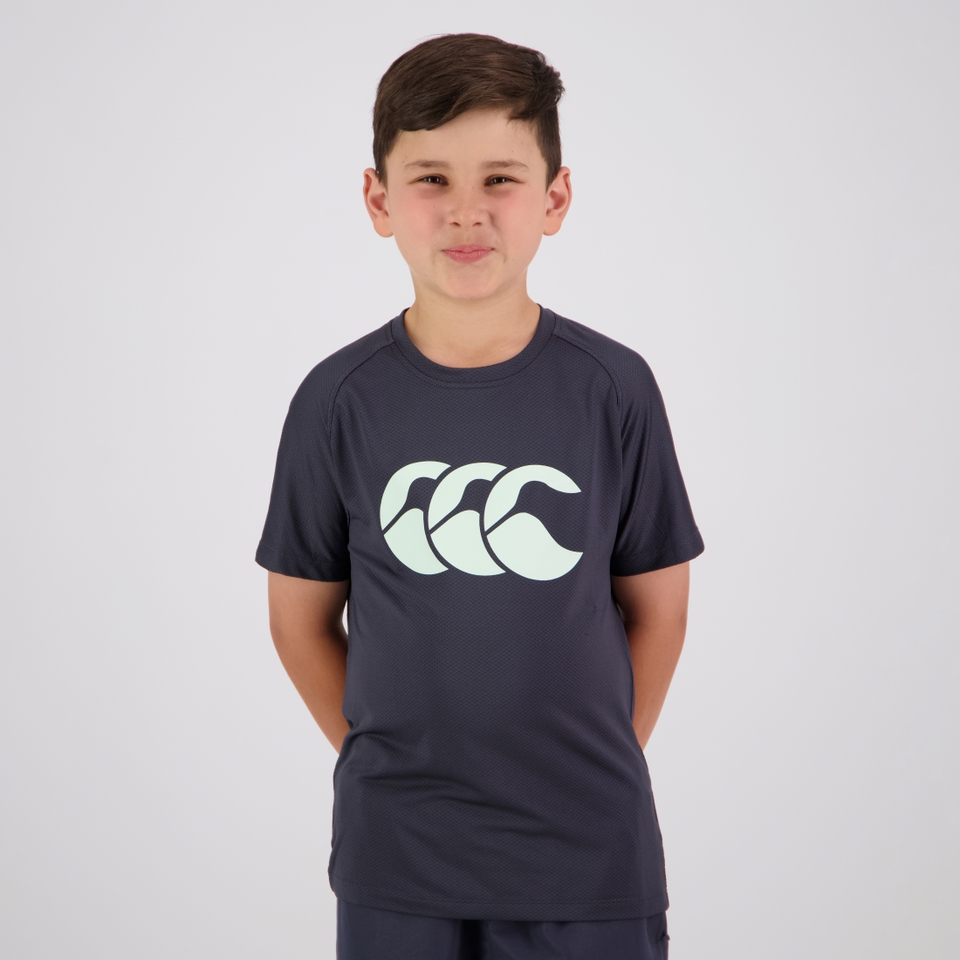 JUNIOR UNISEX TEMPO+ PRINTED TRAINING TEE NAVY