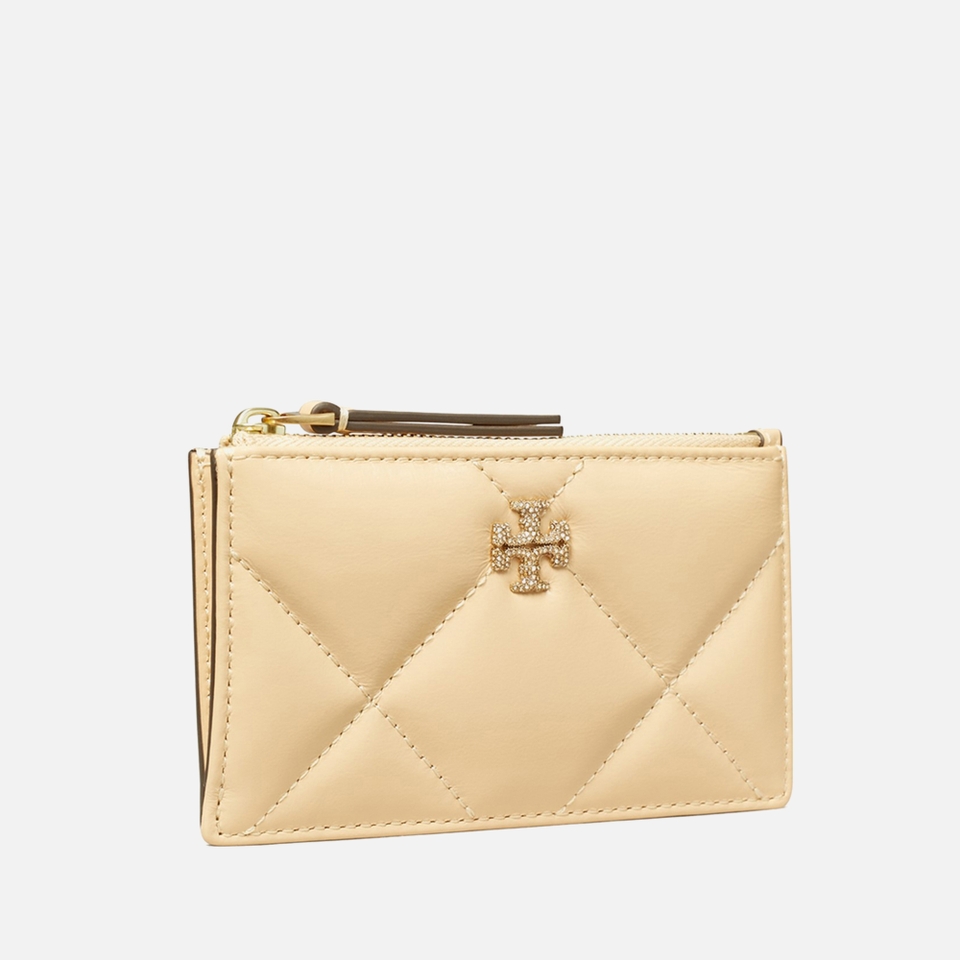 Tory Burch Kira Quilted Pavé Logo Leather Card Case