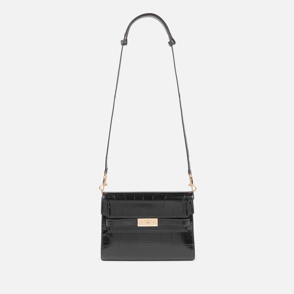 Tory Burch Lee Radziwill Croc Embossed Leather Shoulder Bag