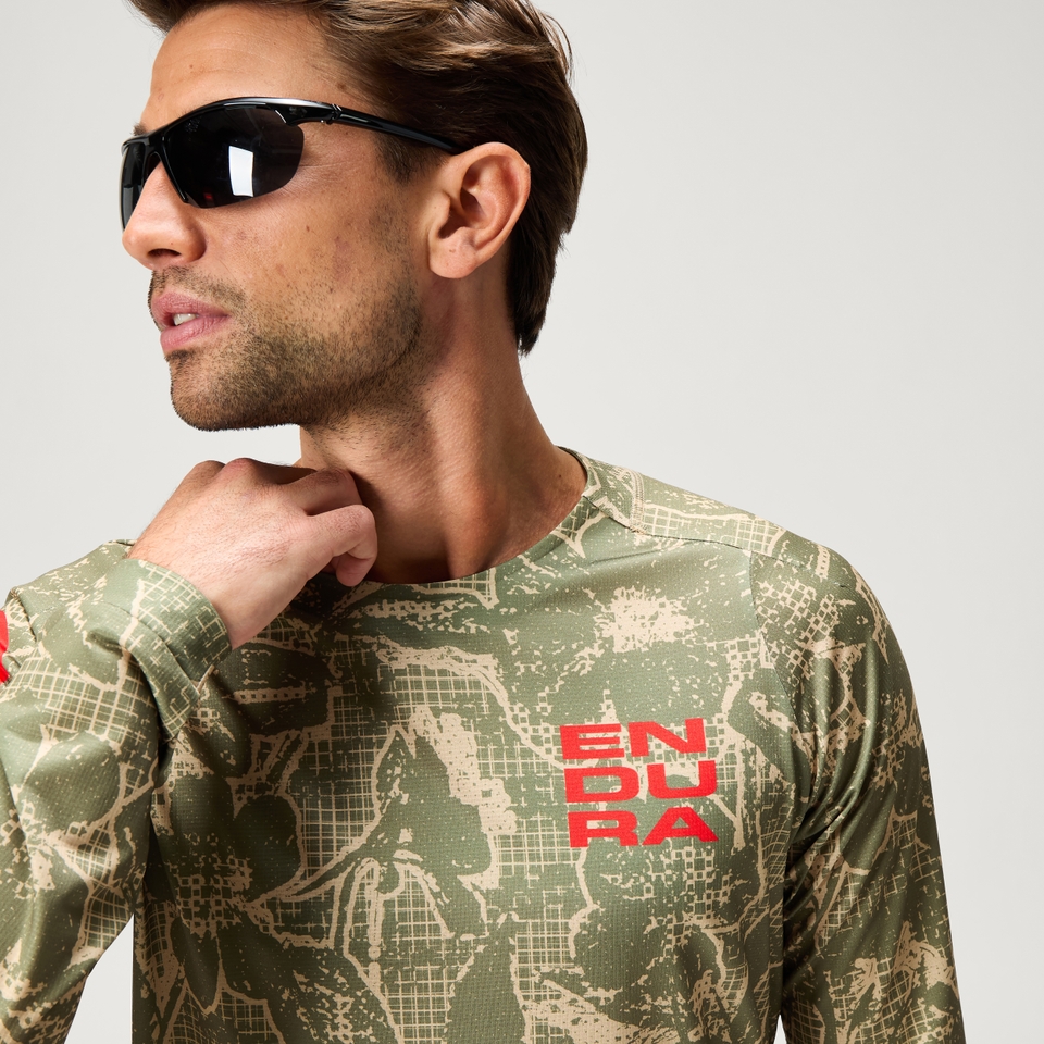 GRID FLORAL LTD langärmeliges T-Shirt mit Print für Herren - Grün