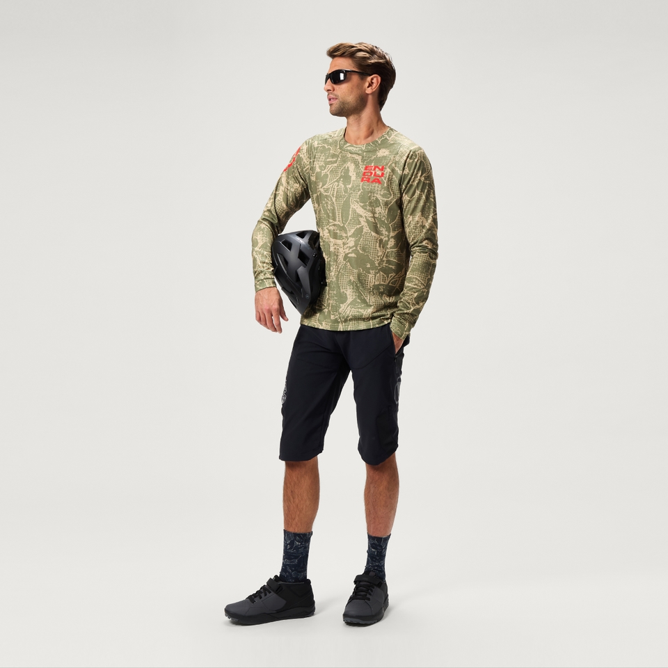 Men's GRID FLORAL LTD Printed L/S Tee - Tweed Green