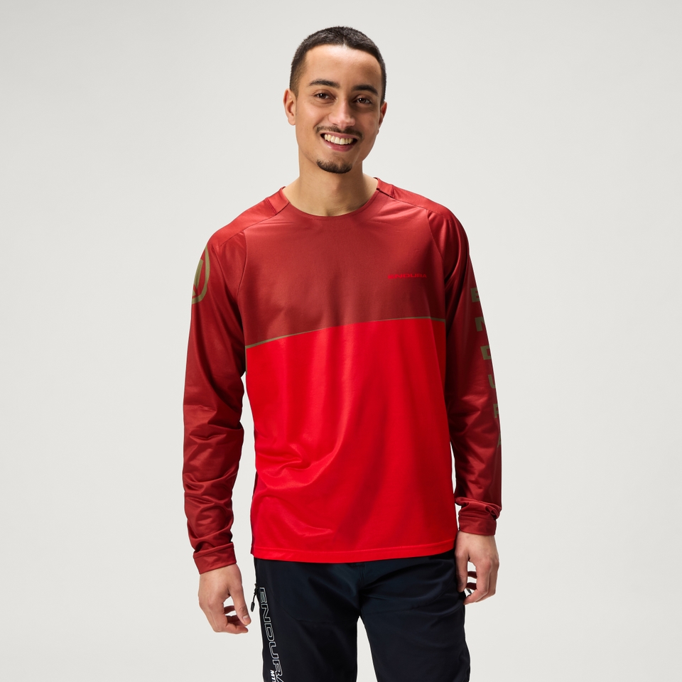 Men's CORE Printed L/S Tee - Flame Red