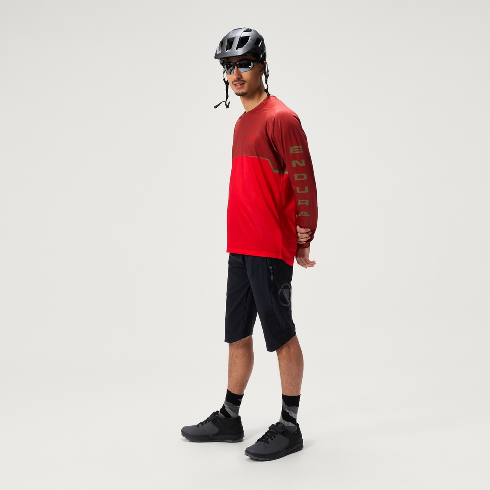 Men's CORE Printed L/S Tee - Flame Red