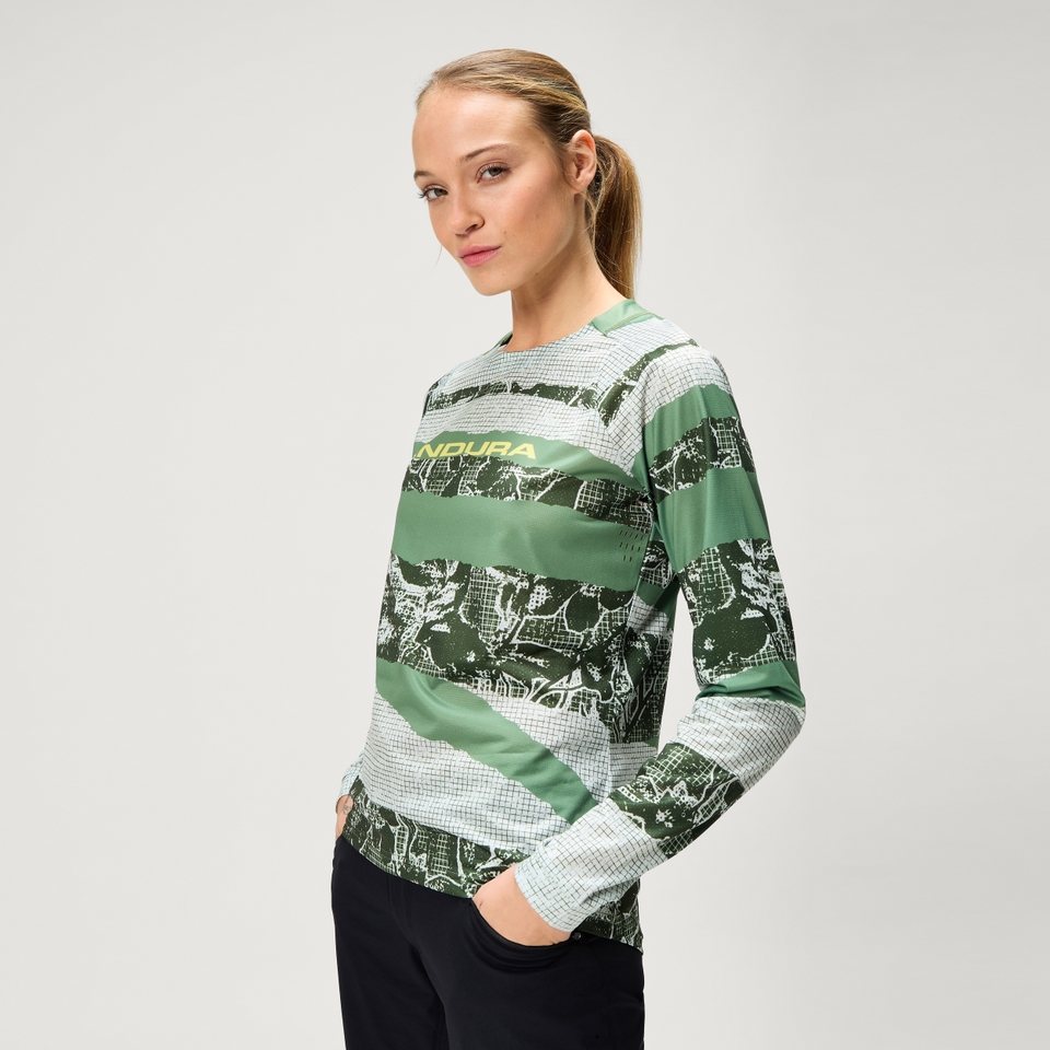 Women's PATCHWORK LTD Printed L/S Tee - Machair Green