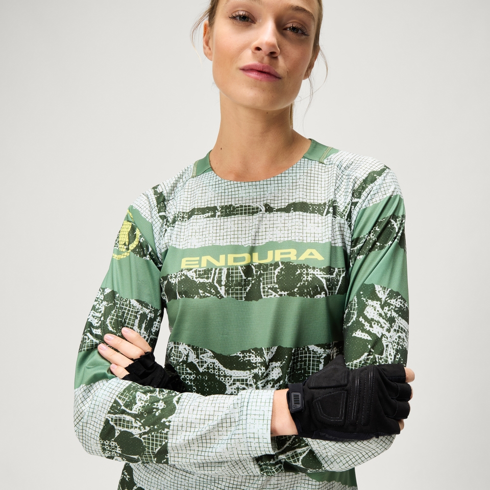 Women's PATCHWORK LTD Printed L/S Tee - Machair Green