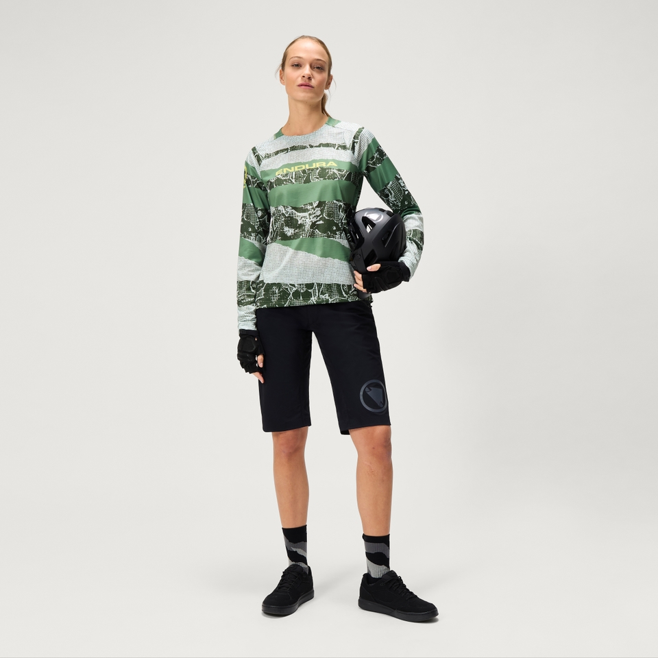 Women's PATCHWORK LTD Printed L/S Tee - Machair Green