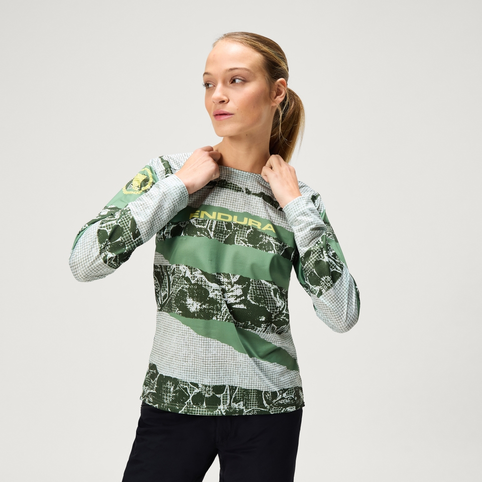 Women's PATCHWORK LTD Printed L/S Tee - Machair Green